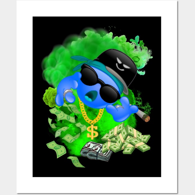 GREEN MAN BLUE EMOJI FACE DESIGN Wall Art by The C.O.B. Store